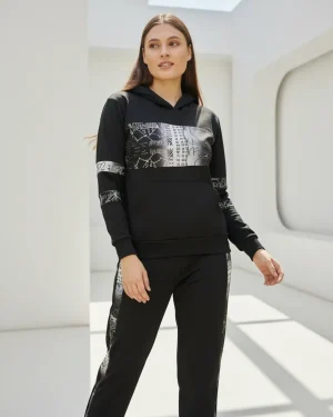 Buzo Con Capucha Combinado Con Estampado Talles Grandes