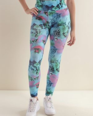 Calza Chupina Tiro Extra Alto Con Cintura Doble Estampada