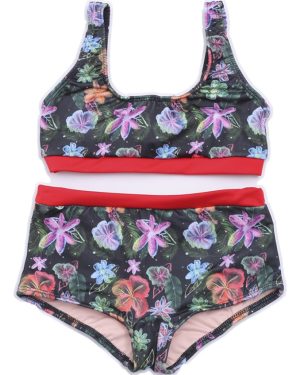 Malla De Nena Bikini Conjunto Short Y Top Estampada