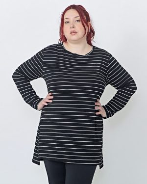 Remera Manga Larga De Dama Cuello Redondo Larga C/ Tajitos