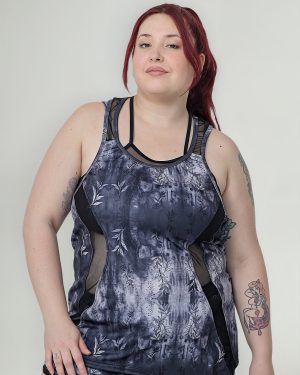 Musculosa De Dama Deportiva Estampada Recortes Transparencia