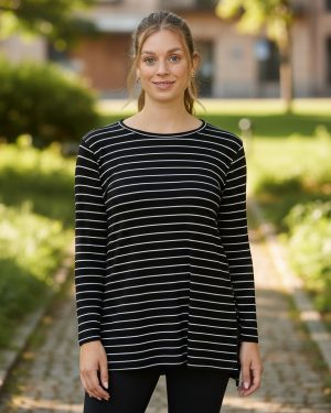 Remera Manga Larga De Dama Cuello Redondo Larga C/ Tajitos