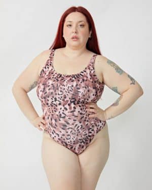 Malla Entera Animal Print Sin Tazas Espalda Cavada Forrada