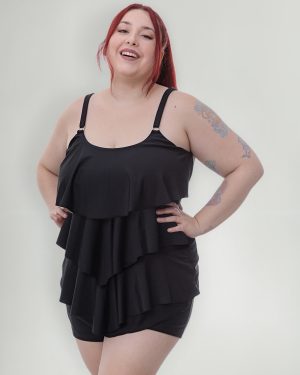 Tankini C/ Volados Amplia Talles Grandes (solo Remera)