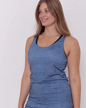 Musculosa Deportiva Mujer Larga Estampa Jean Talles Grandes