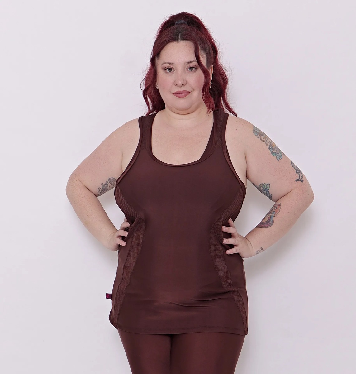 Musculosa Deportiva Mujer Larga Lycra Premium Talles Grandes - 4, Chocolate