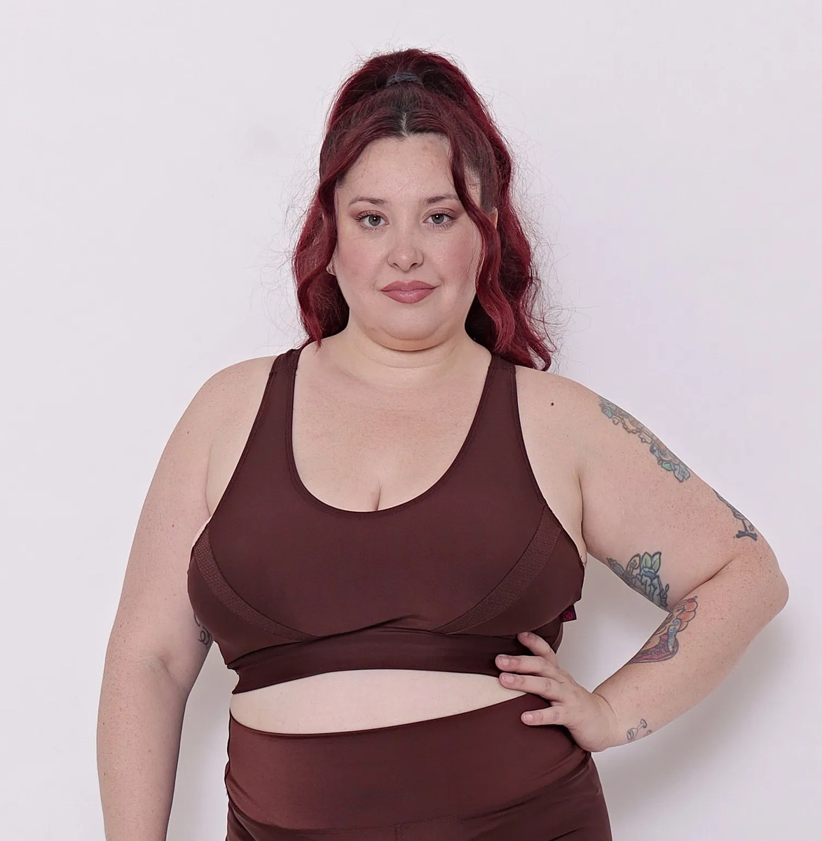 Top Deportivo Mujer Combinado Lycra Textura Talles Grandes - Chocolate, 4