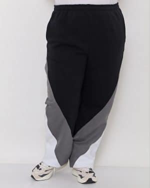 Pantalón Jogging Tricolor De Frisa Con Bolsillos Corte Recto