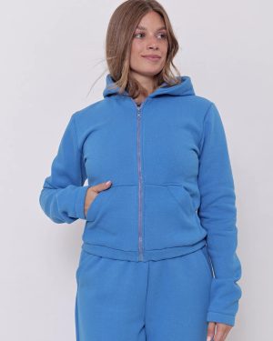 Campera De Frisa Corta C/ Bolsillos Y Capucha Talles Grandes