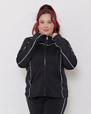 Campera Deportiva Mujer Microfibra Con Vivos Talles Grandes