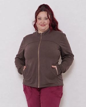 Campera Deportiva Mujer Microfibra Bolsillos Talles Grandes