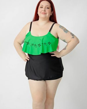 Tankini Con Volado Calado Láser Talles Grandes (solo Remera)