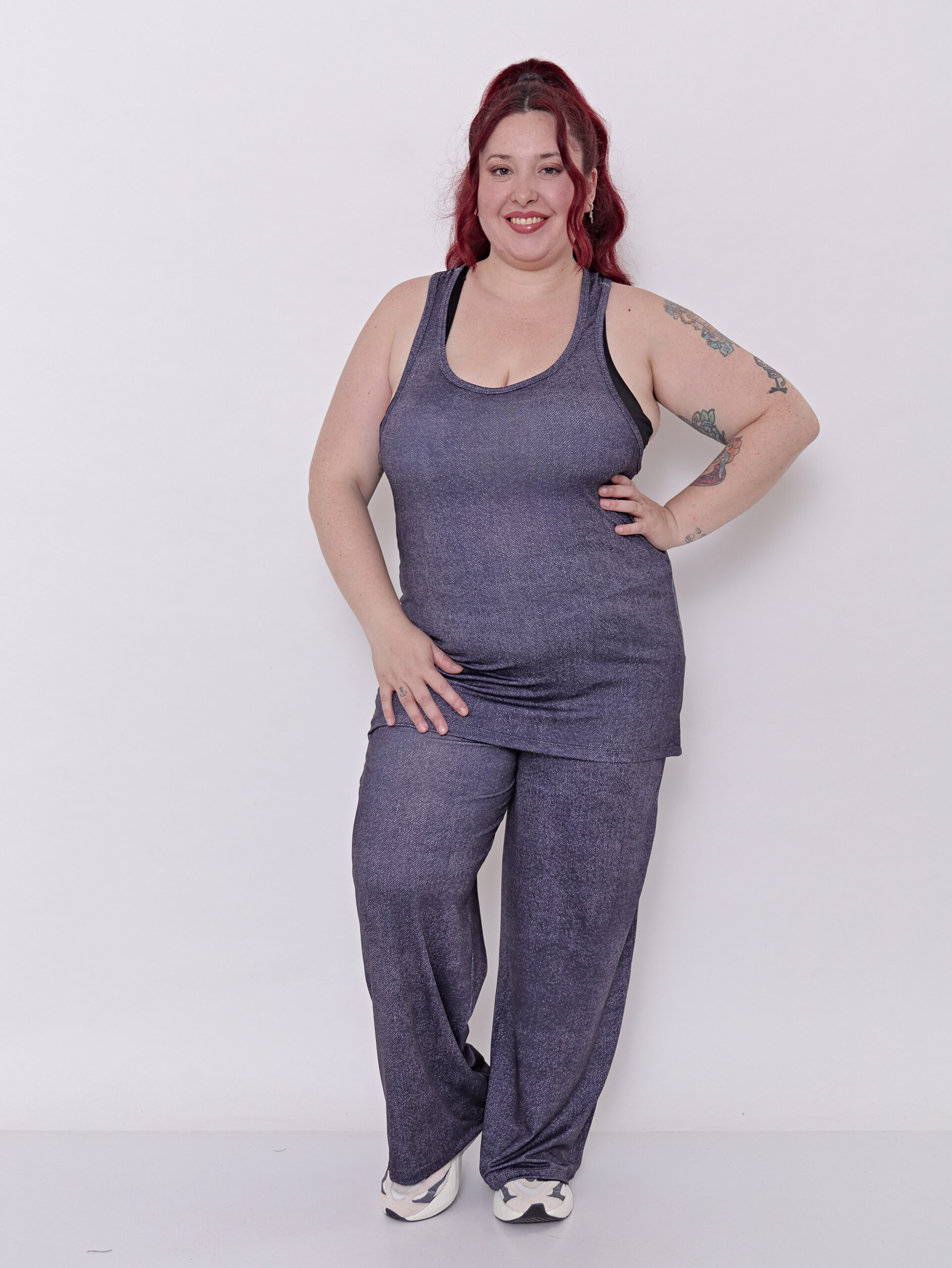 Musculosa Deportiva Mujer Larga Estampa Denim Talles Grandes - Imagen 17