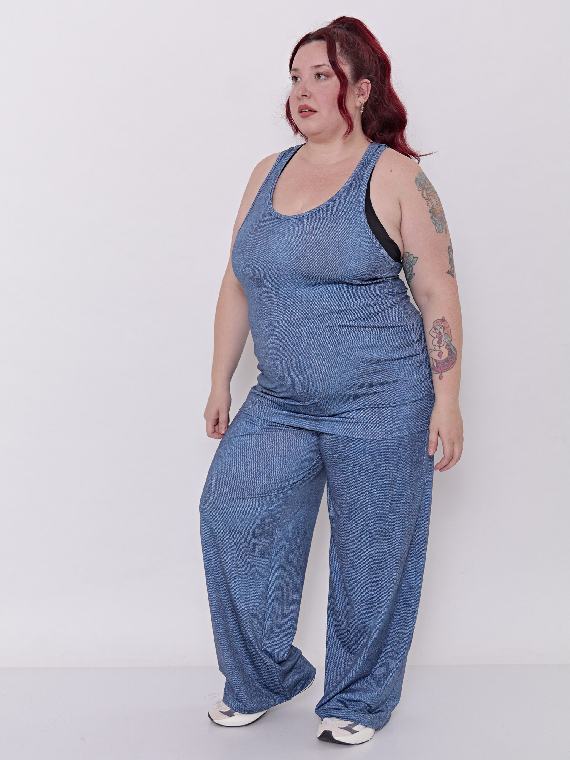 Musculosa Deportiva Mujer Larga Estampa Denim Talles Grandes - Imagen 12