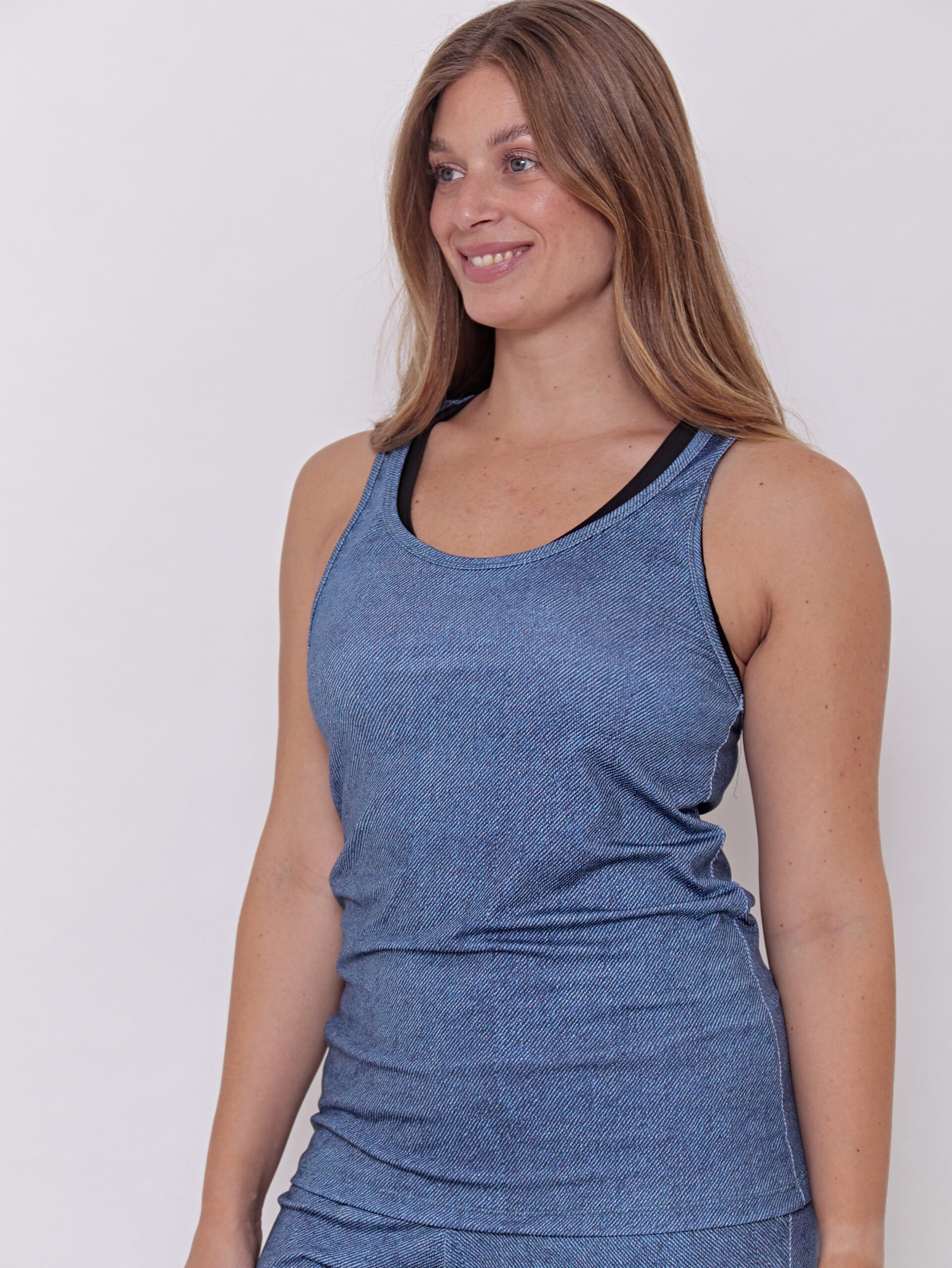 Musculosa Deportiva Mujer Larga Estampa Denim Talles Grandes - Imagen 9