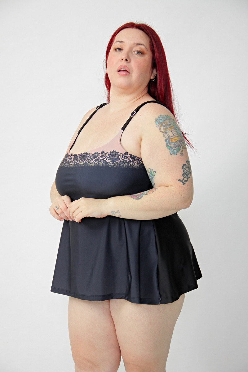 Tankini Suelta Encaje C/ Corpiño Interno (solo Remera) - Imagen 2