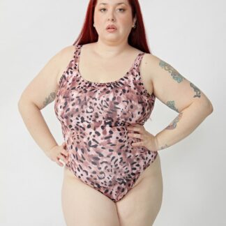 Malla Entera Animal Print Sin Tazas Espalda Cavada Forrada