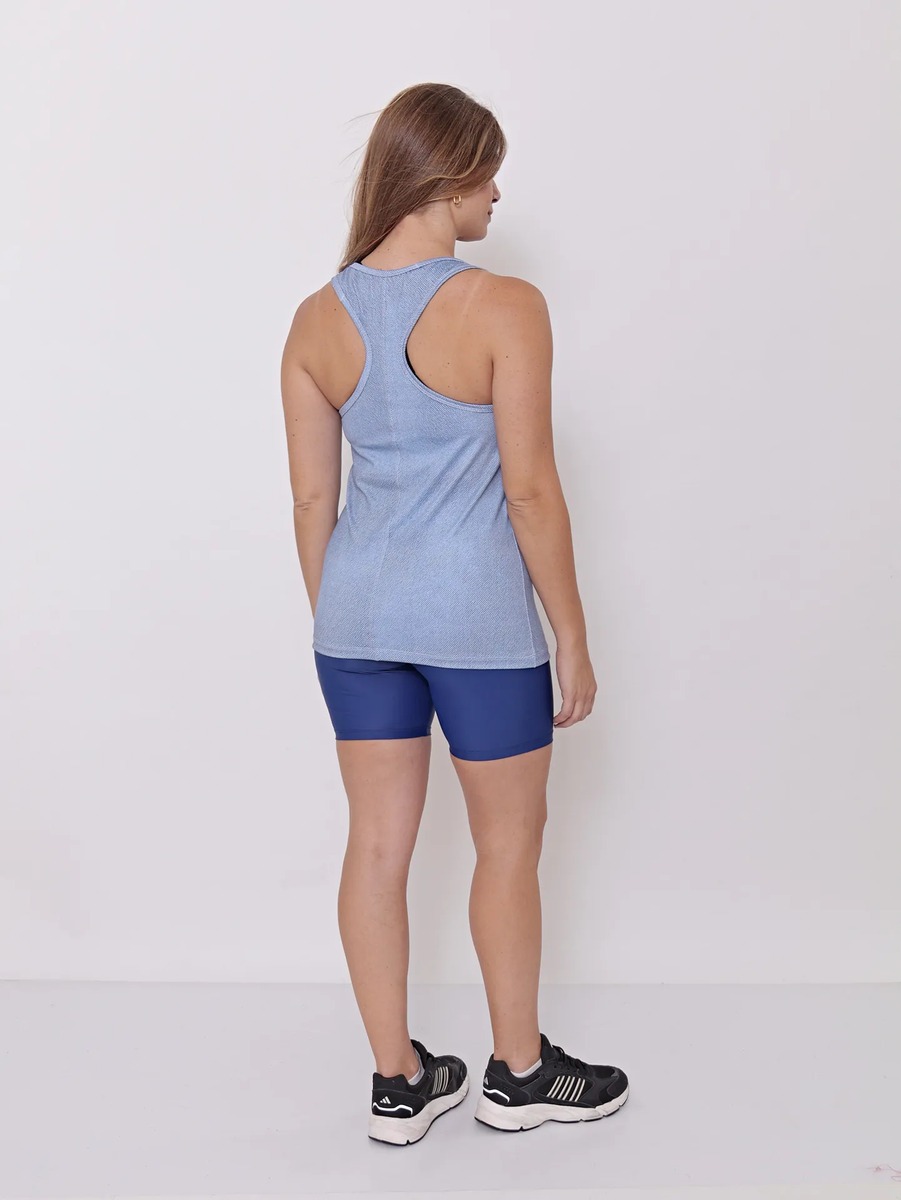 Musculosa Deportiva Mujer Larga Estampa Denim Talles Grandes - Imagen 3