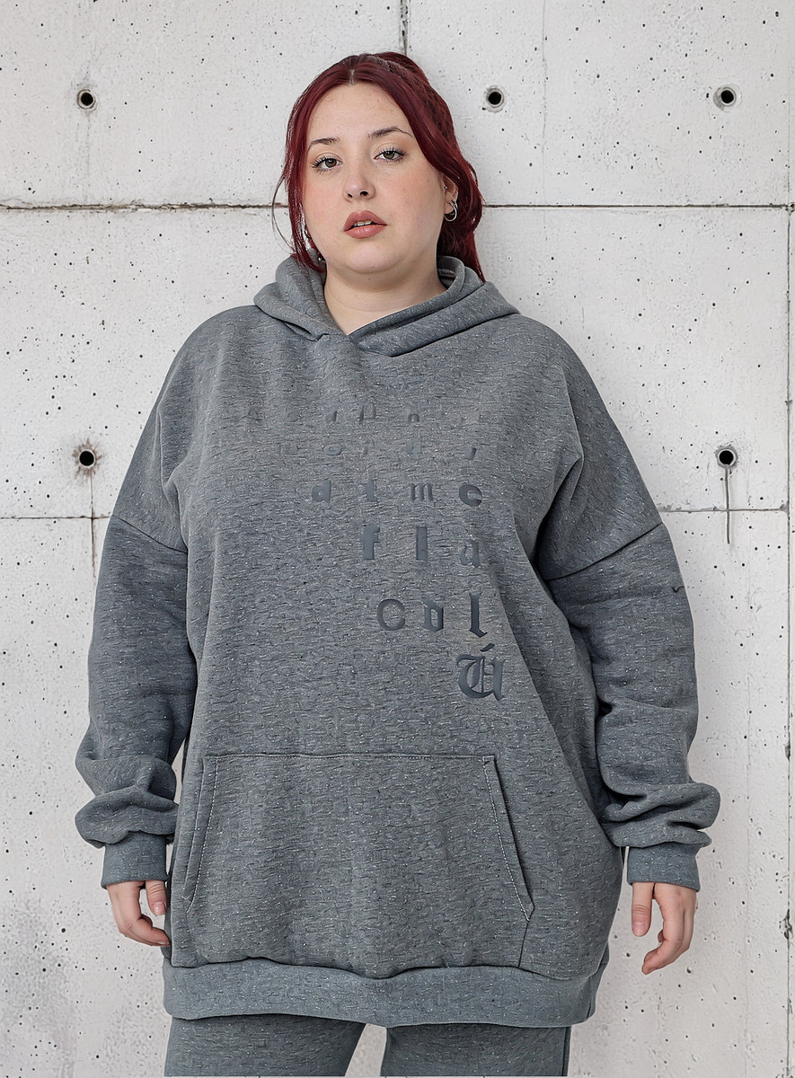 Buzo Amplio Hoodie De Dama Deportivo Oversize Talles Grandes - Imagen 3
