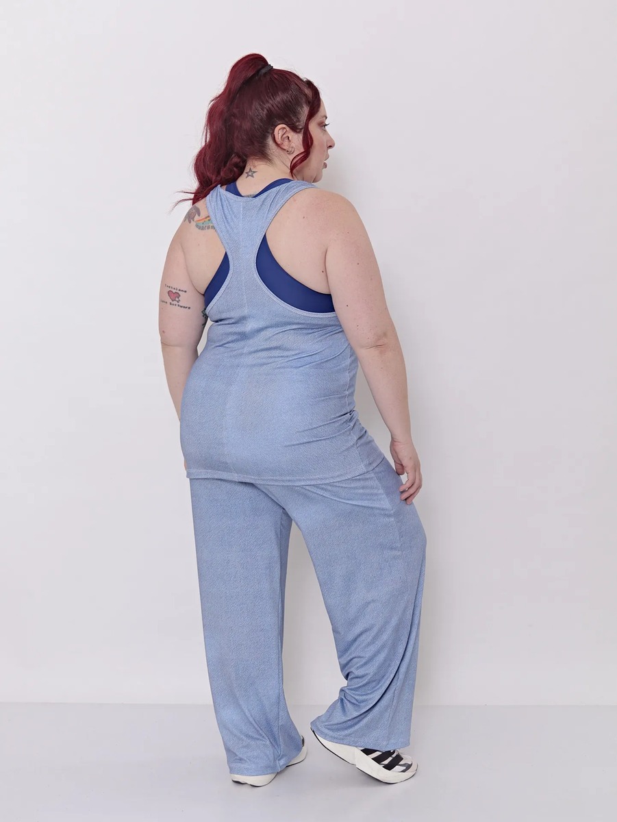 Musculosa Deportiva Mujer Larga Estampa Denim Talles Grandes - Imagen 7