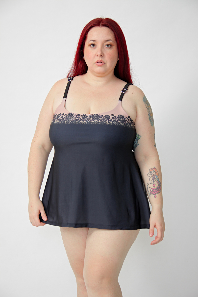 Tankini Suelta Encaje C/ Corpiño Interno (solo Remera)