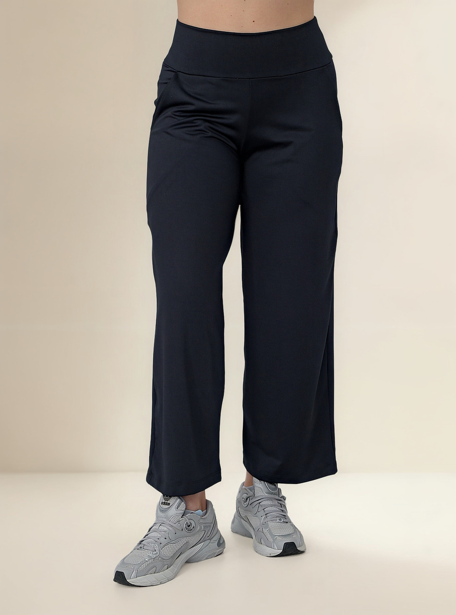Pantalón Ancho Microfibra Con Lycra Tiro Alto Talles Grandes