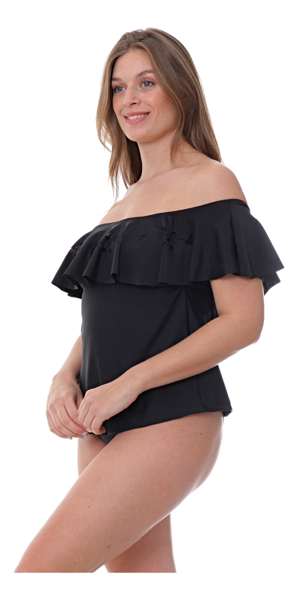 Tankini Strapless Off Shoulder Volado Calado (solo Remera) - Imagen 7