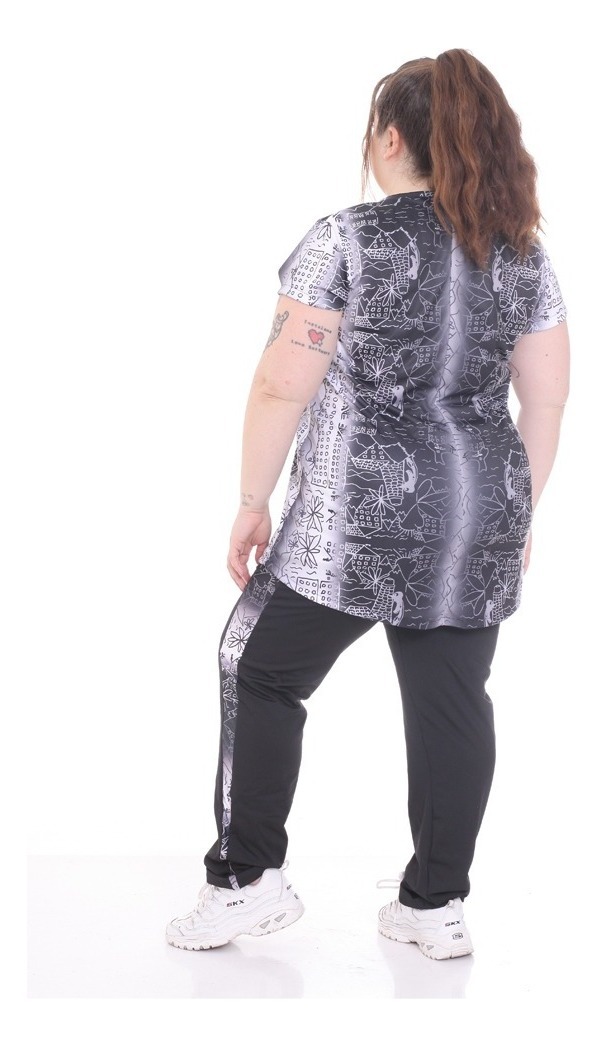 Remera Larga Con Manga Corta Estampada Talle Grande - Imagen 4