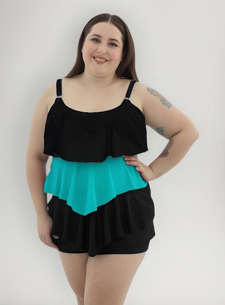 Tankini C/ Volados Amplia Talles Grandes (solo Remera) - Imagen 4