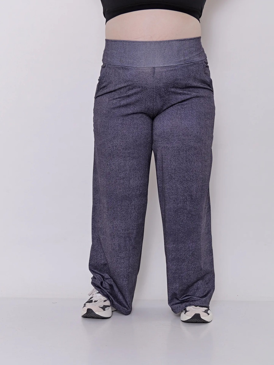 Pantalón Ancho Microfibra C/ Lycra Simil Denim Talles Grande