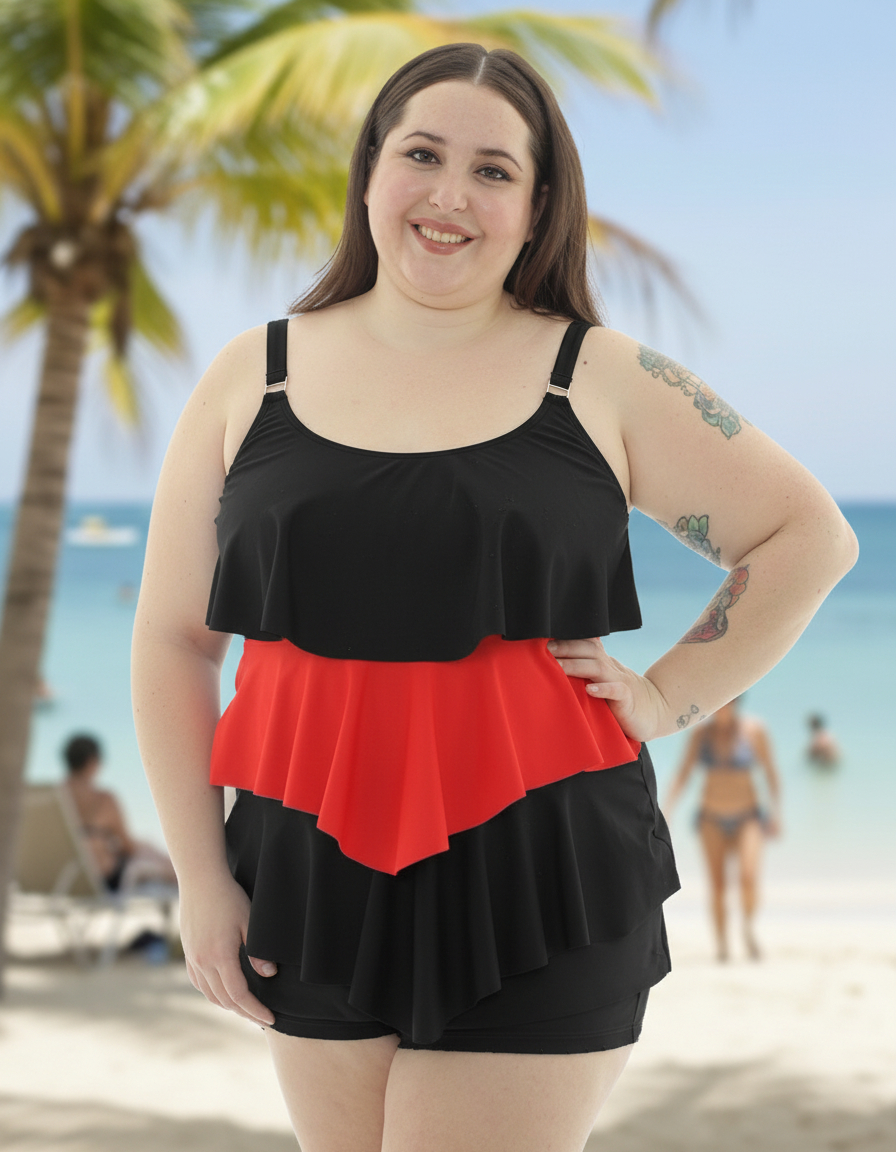Tankini C/ Volados Amplia Talles Grandes (solo Remera) - Imagen 6