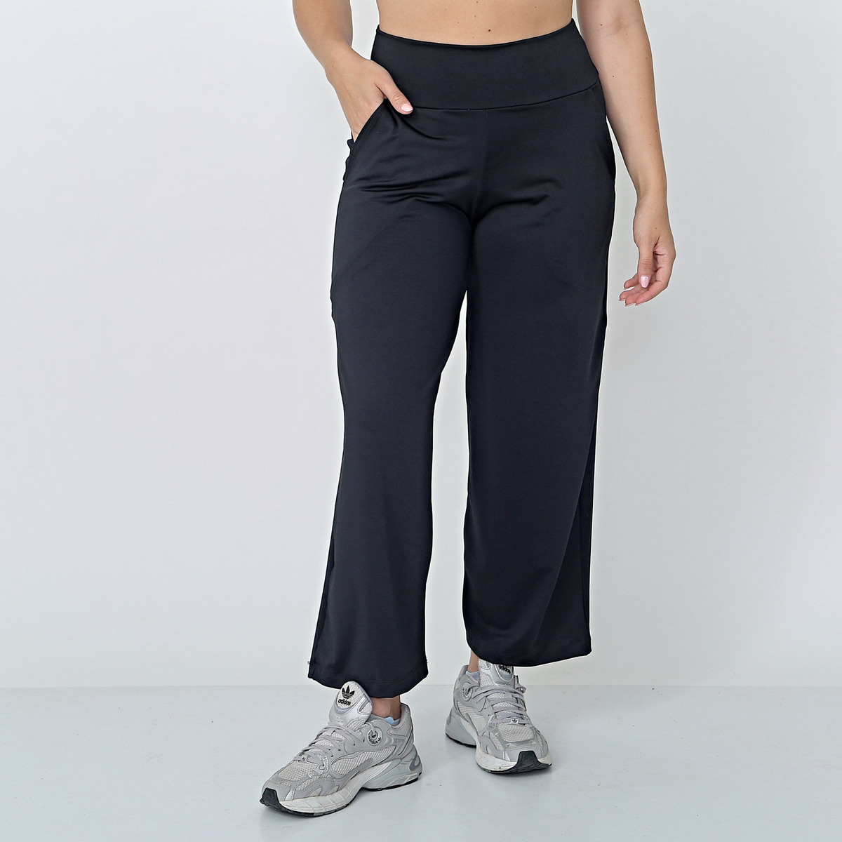 Pantalón Ancho Microfibra Con Lycra Tiro Alto Talles Grandes - Imagen 2