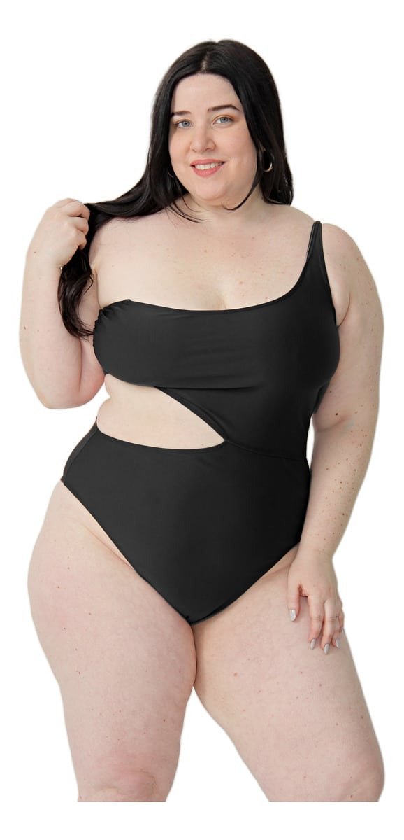 Malla Entera Un Hombro Cut Out Espalda Cavada Talles Grandes - Imagen 7