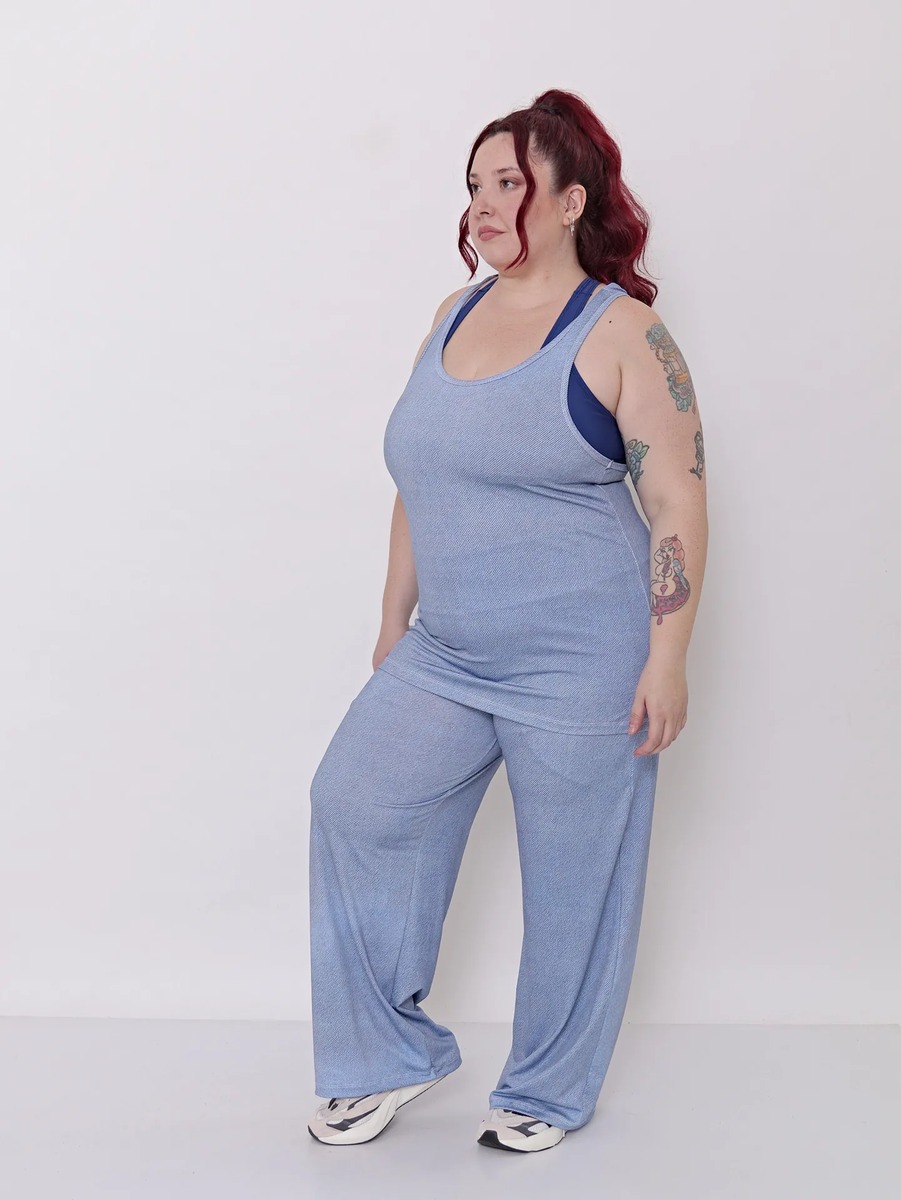Musculosa Deportiva Mujer Larga Estampa Denim Talles Grandes - Imagen 6