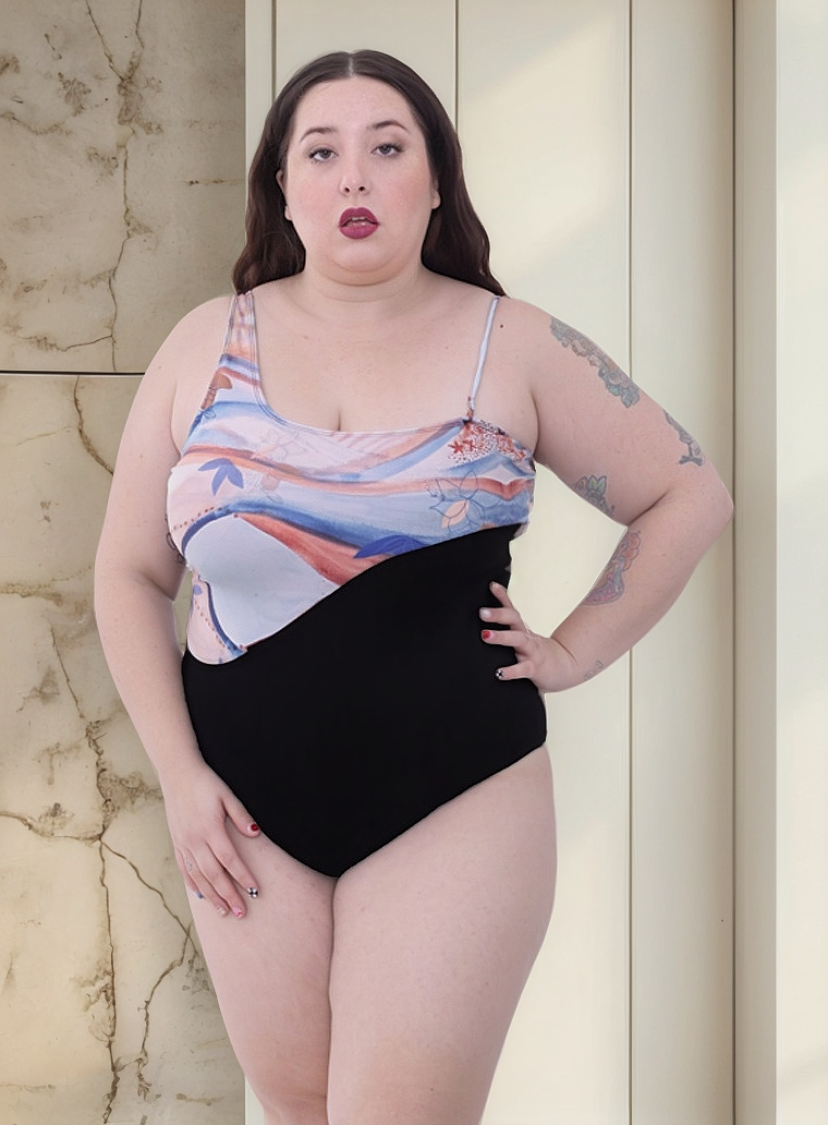 Entera Hombro Descubierto Recortes Modeladora Talles Grandes - Imagen 18