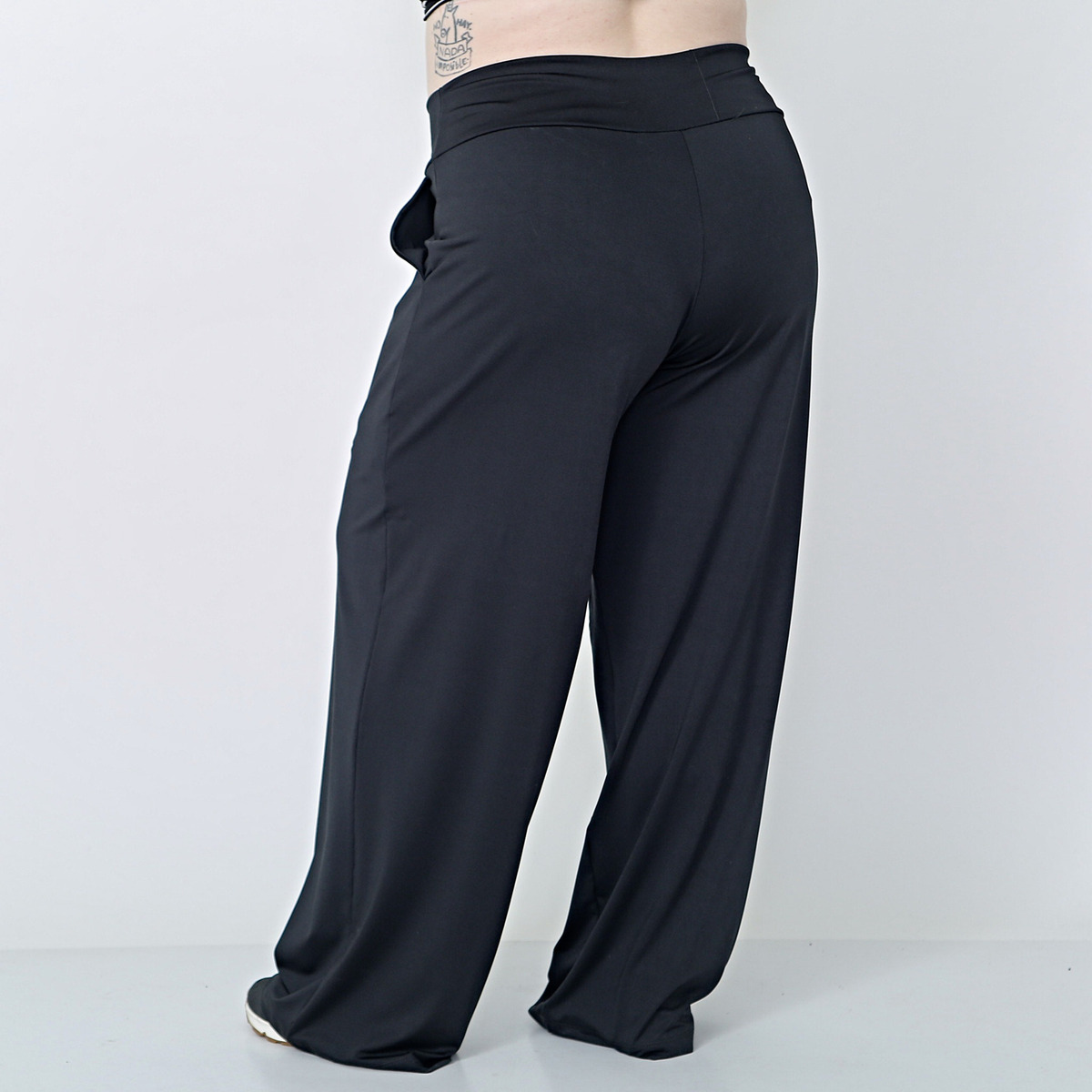 Pantalón Ancho Microfibra Con Lycra Tiro Alto Talles Grandes - Imagen 7