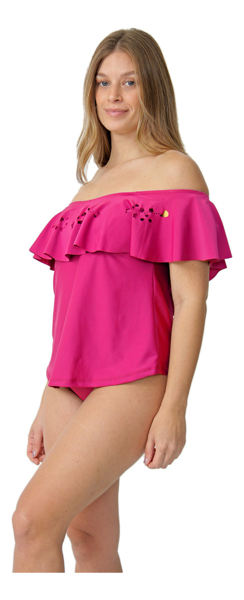 Tankini Strapless Off Shoulder Volado Calado (solo Remera) - Imagen 24