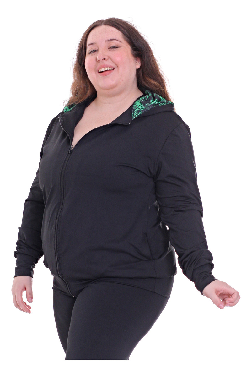 Campera Deportiva De Mujer Larga Con Capucha Talles Grandes - Imagen 9