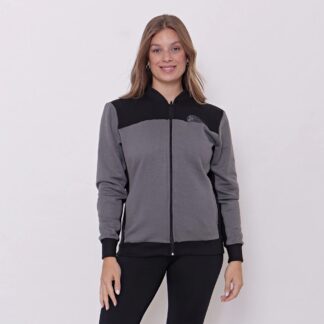 Campera Bomber Frisa Combinada Con Bolsillos Talles Grandes