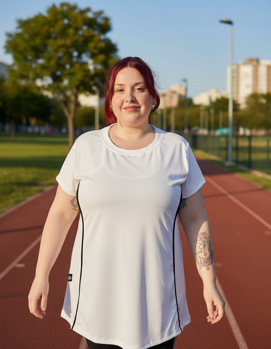 Remera Deportiva Mujer Manga Corta Tela Dry Fit Con Vivos