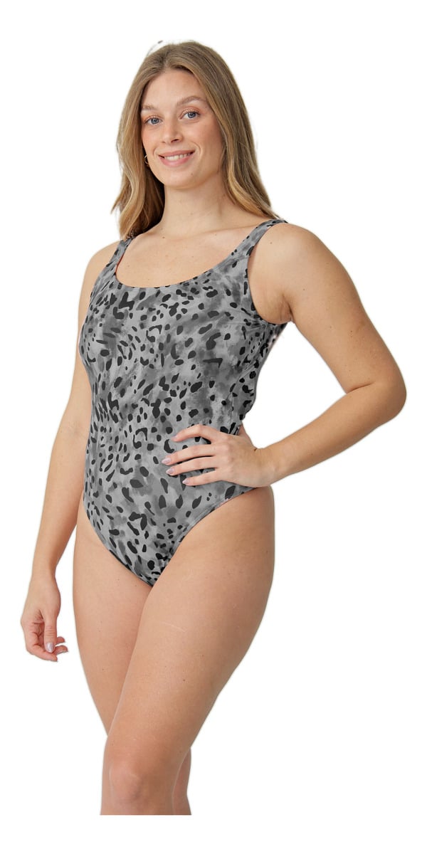 Malla Entera Animal Print Sin Tazas Espalda Cavada Forrada - Imagen 10