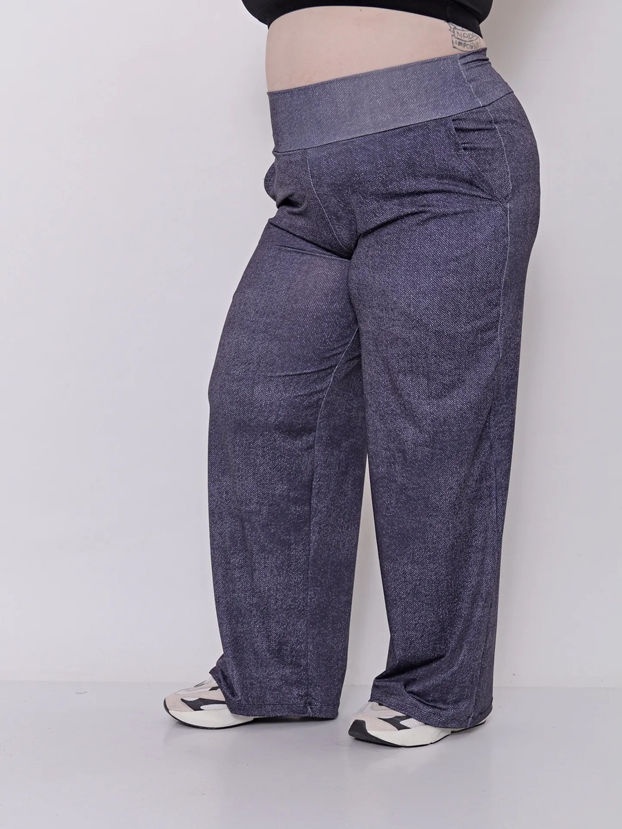 Pantalón Ancho Microfibra C/ Lycra Simil Denim Talles Grande - Imagen 2