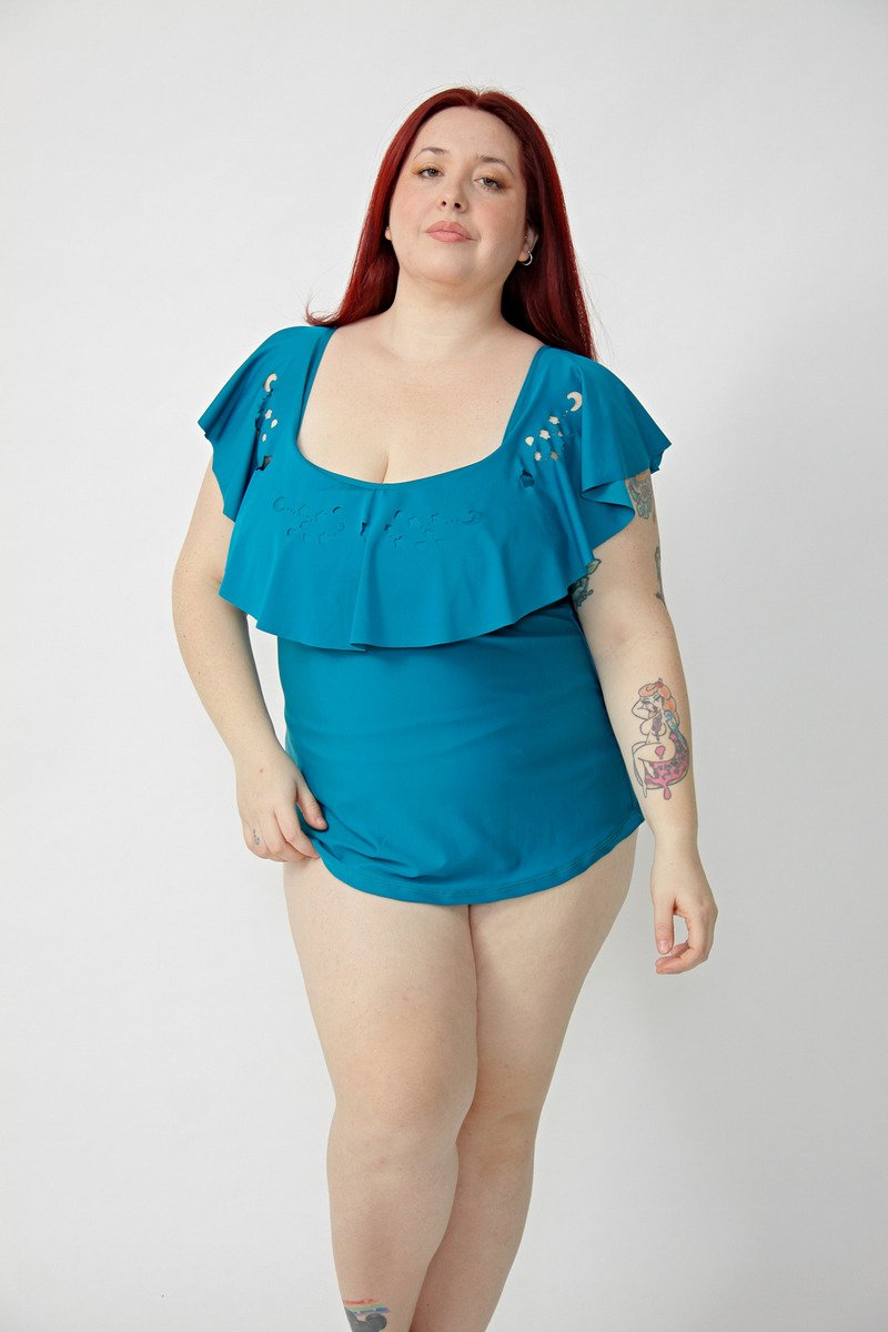 Tankini Strapless Off Shoulder Volado Calado (solo Remera) - Imagen 9