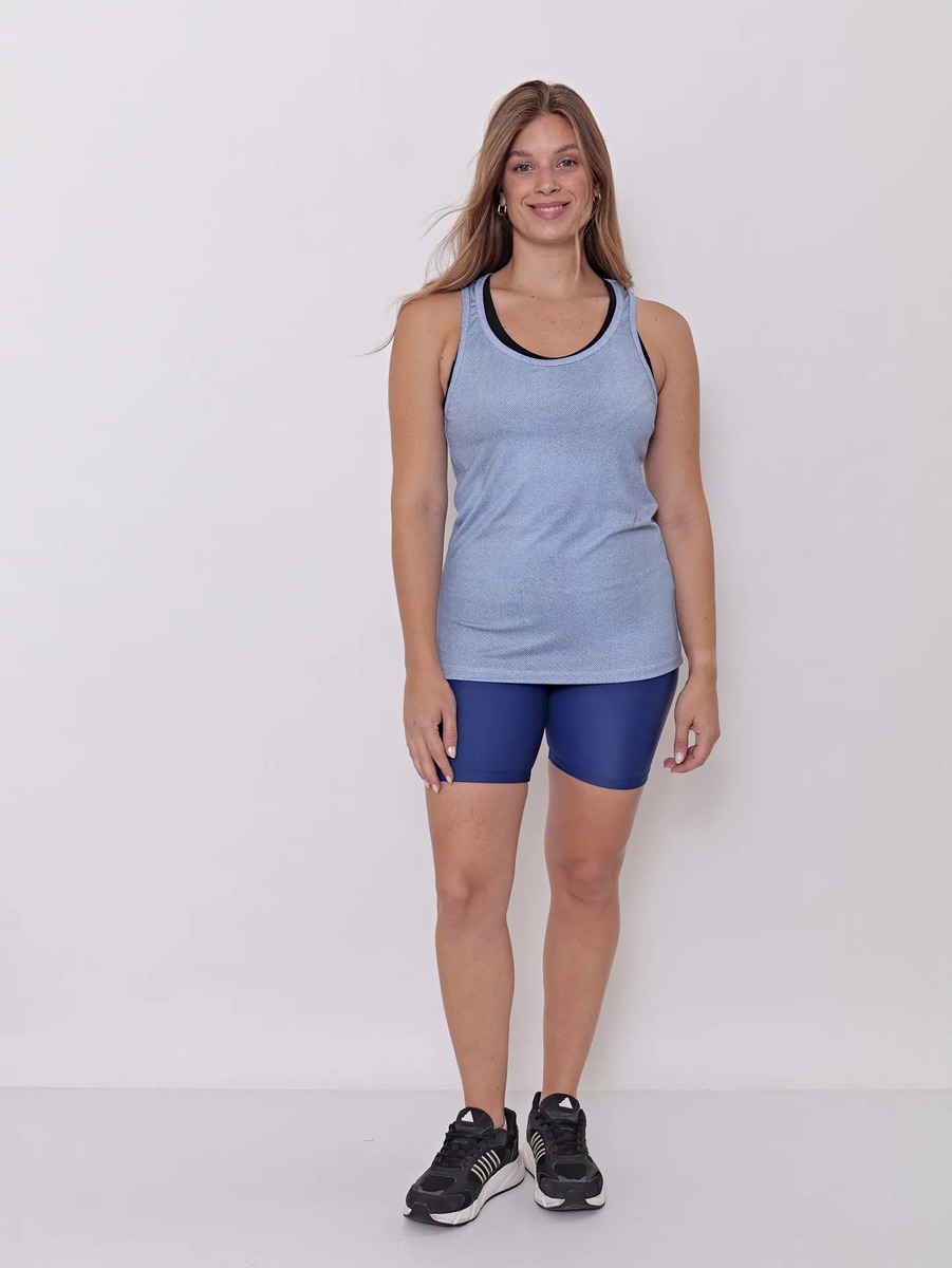 Musculosa Deportiva Mujer Larga Estampa Denim Talles Grandes