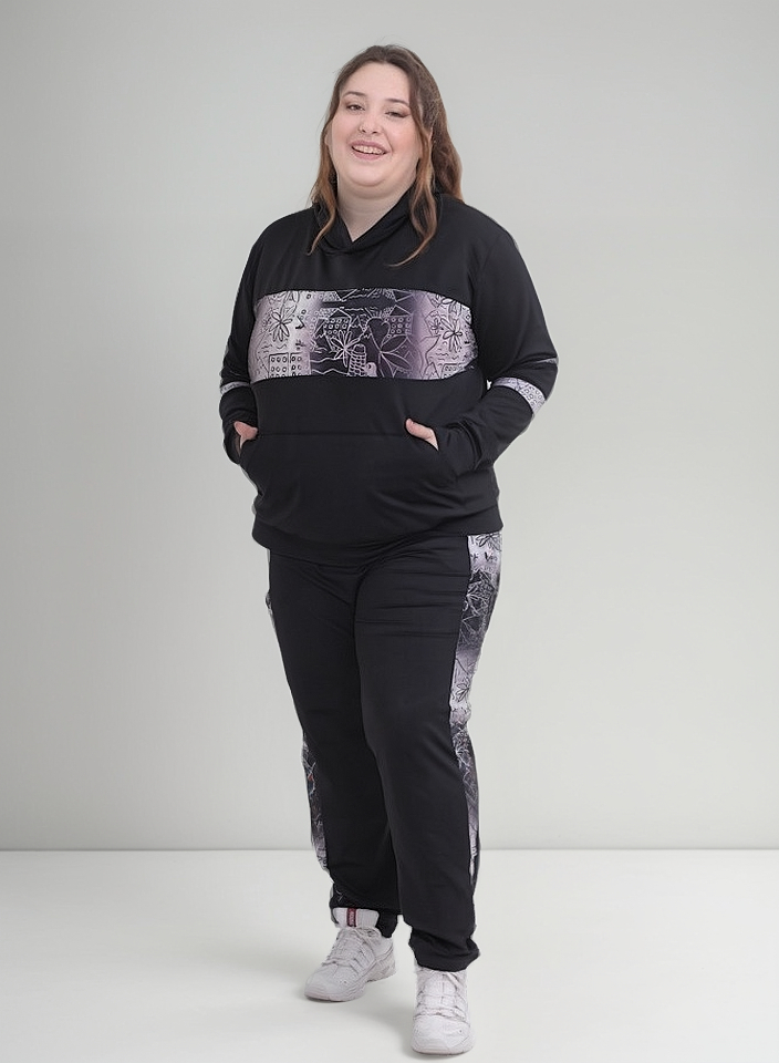 Pantalon Recto Con Bolsillos Combinado Estampado