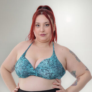 Corpiño De Bikini Estampado Armado Torzado Con Taza Y Aro