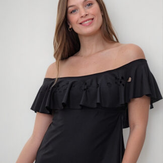 Tankini Strapless Off Shoulder Volado Calado (solo Remera)