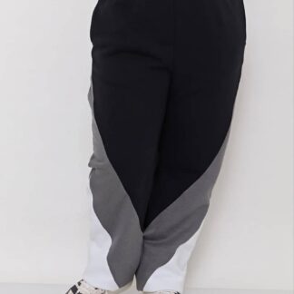 Pantalón Jogging Tricolor De Frisa Con Bolsillos Corte Recto