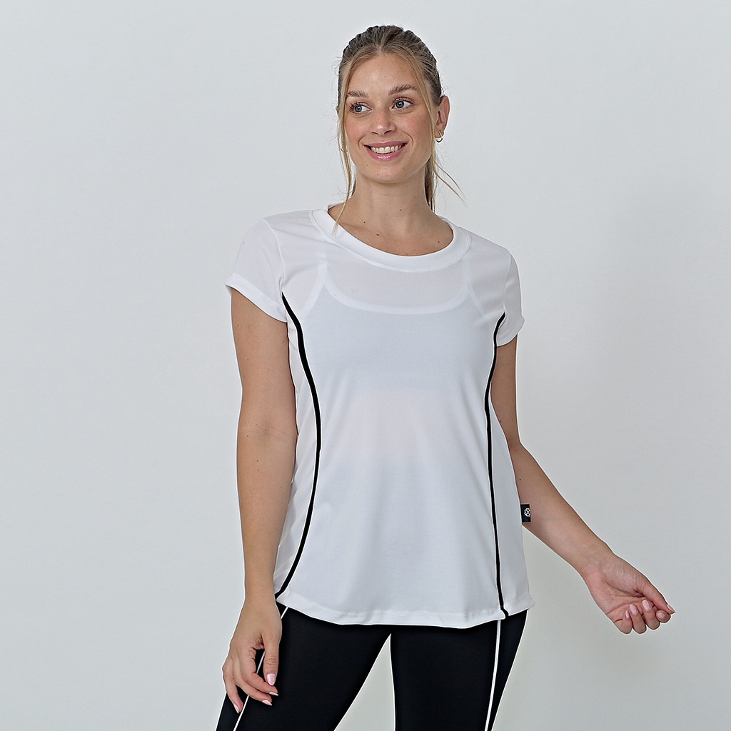 Remera Deportiva Mujer Manga Corta Tela Dry Fit Con Vivos - Imagen 4