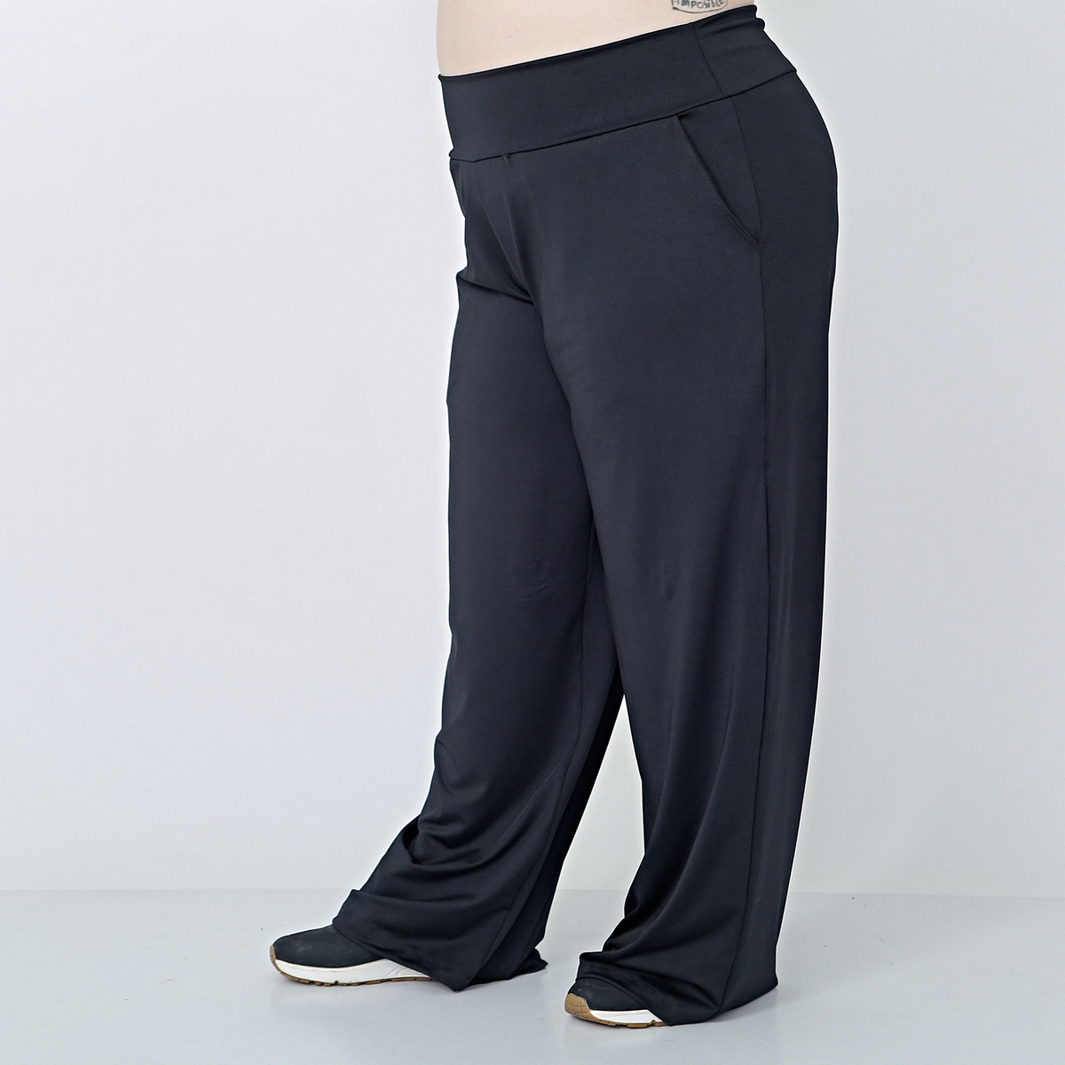 Pantalón Ancho Microfibra Con Lycra Tiro Alto Talles Grandes - Imagen 6